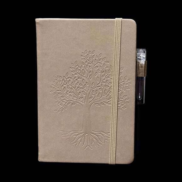 Unknown Other - Light Khaki Tree of Life Embossed Small Hardcover Lined Journal with Pen